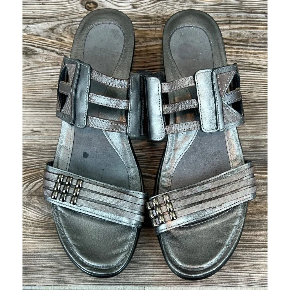 Naot‎ Womens Grey Leather Comfort Heels Sandals EUR 41 US 10.5 Open Toe/Back